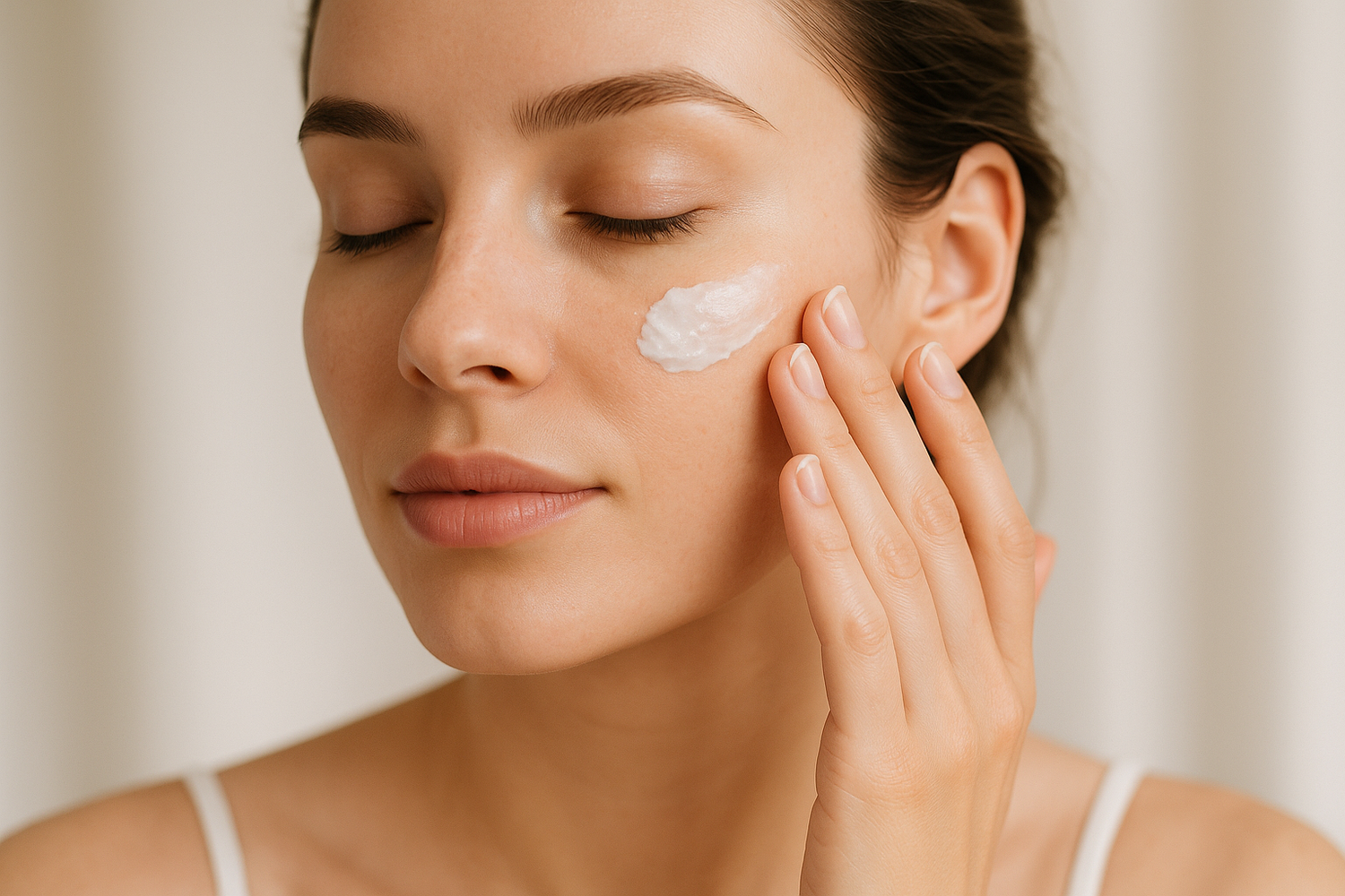 woman applying face cream